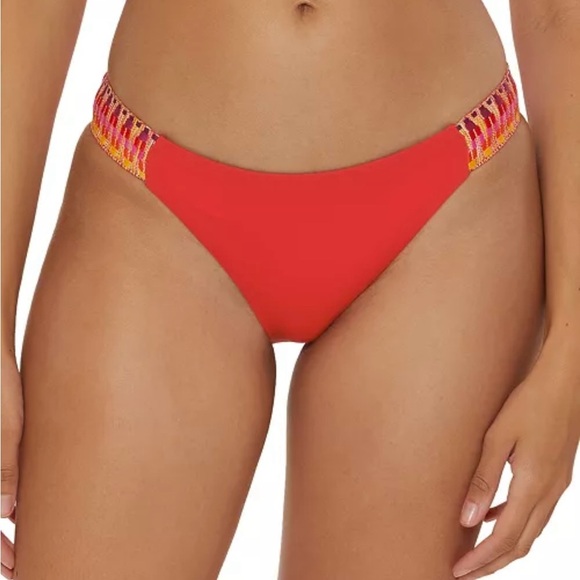 New Becca Women's Fiesta Side-Tab Scoop Bikini Bottoms Medium - Picture 1 of 5